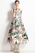 Enthralling & Captivating Vintage Floral Printed Flared, A-Line Formal, Cocktail, Wedding Guest, Party Quinceanera Dress